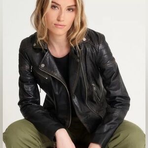 Barney’s leather biker jacket UK 10